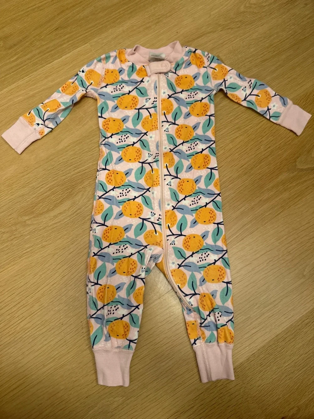 Hanna Andersson Pink Citrus-Print Footed One-Piece